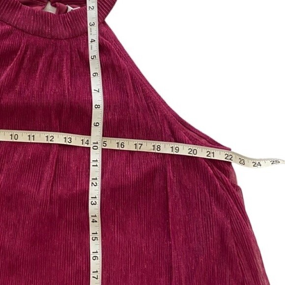 Nine West Dresses Nine West Mockneck SleevelesSwing Mini Dress Metallic Burgundy - Picture 11 of 15